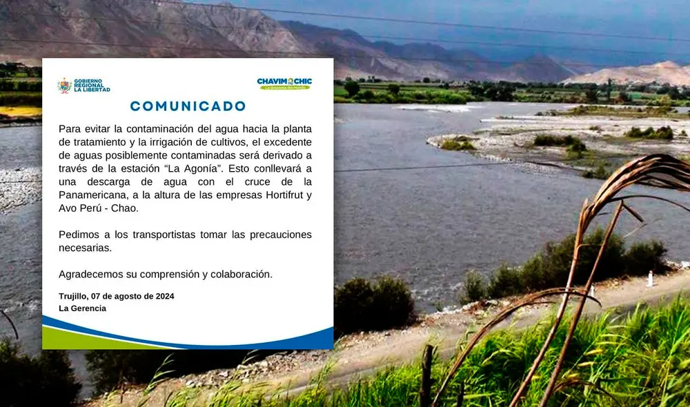 Chavimochic informó que la medida será efectiva hasta que se tengan garantías sobre la calidad del agua en la zona. Foto: composición LR/Andina Chavimochic informó que la medida será efectiva hasta que se tengan garantías sobre la calidad del agua en la zona. Foto: composición LR/Andina