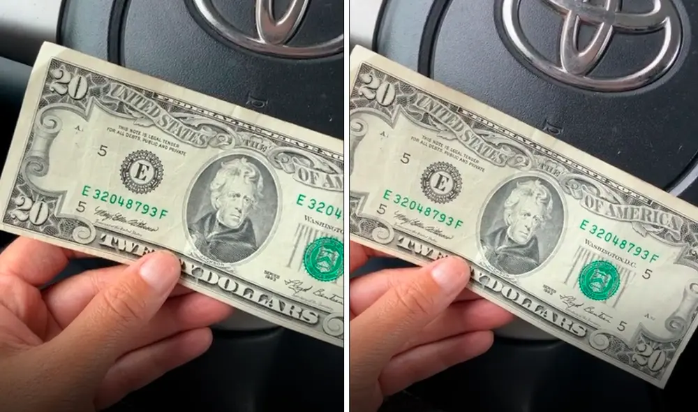 Un billete de 20 dólares puede valer hasta 55.000 dólares. Foto: @haussskitty/TikTok Un billete de 20 dólares puede valer hasta 55.000 dólares. Foto: @haussskitty/TikTok