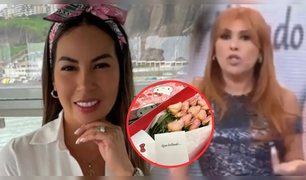 Magaly Medina comenta acerca de las flores que recibió Pamela López. Foto: composición LR/difusión/captura de pantalla/Magaly TV, la firme Magaly Medina comenta acerca de las flores que recibió Pamela López. Foto: composición LR/difusión/captura de pantalla/Magaly TV, la firme