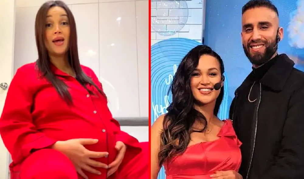 Angie Arizaga reveló que su parto será natural. Foto: composición LR/Instagram/Angie Arizaga/América TV - Video: Instagram/Angie Arizaga
