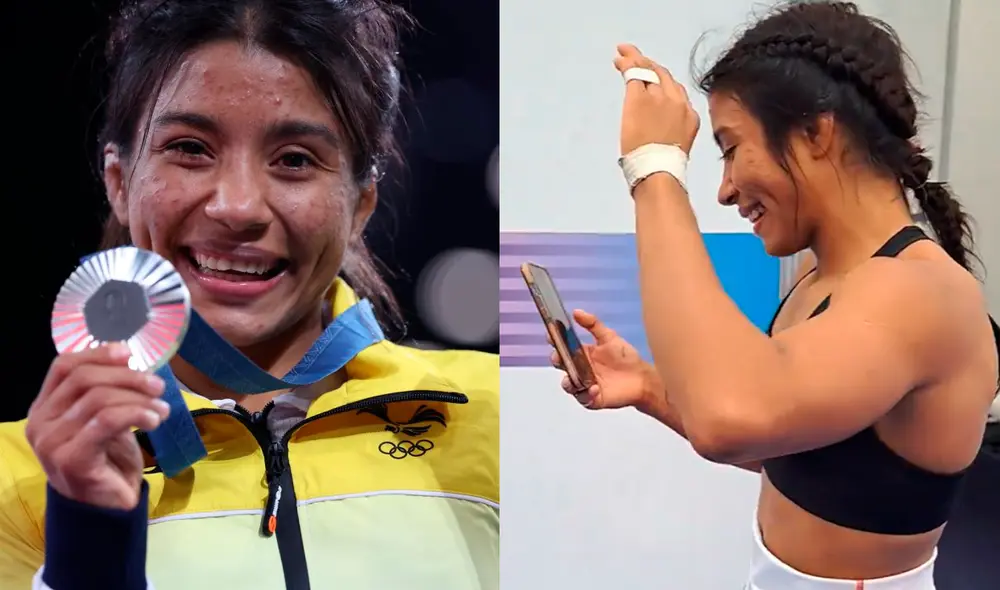 Lucía Yamileth Yépez emocionada tras recibir la medalla de plata en los Juegos Olímpicos de París 2024. Foto: AFP / X