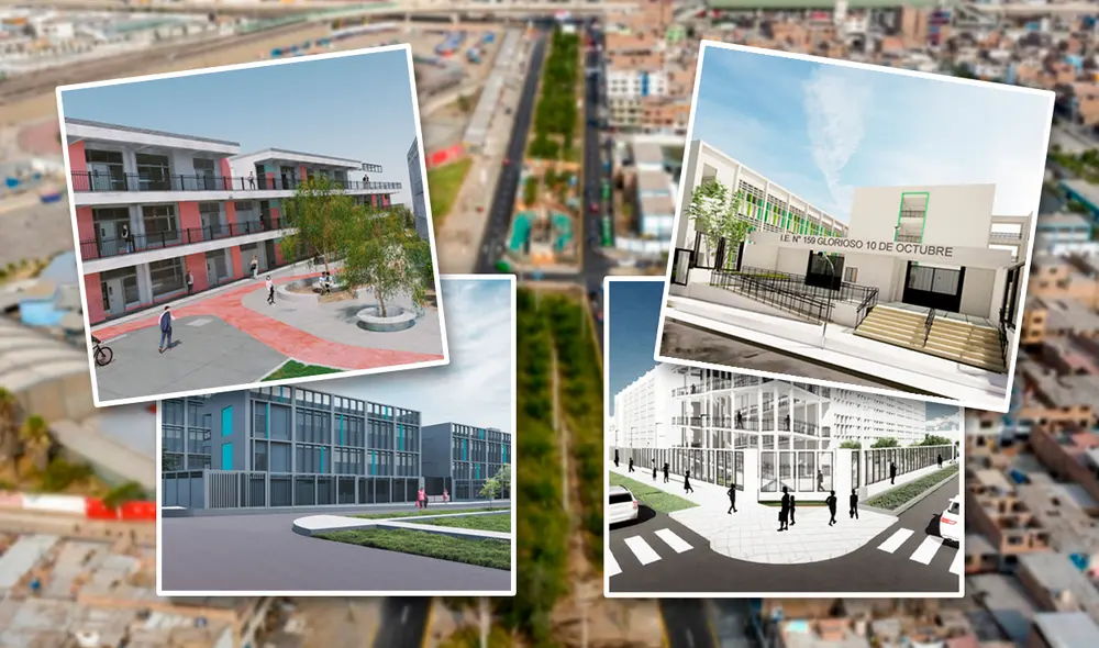 Las 14 Escuelas Bicentenario de San Juan de Lurigancho podrían estar listas para el año 2026.Foto: composición LR