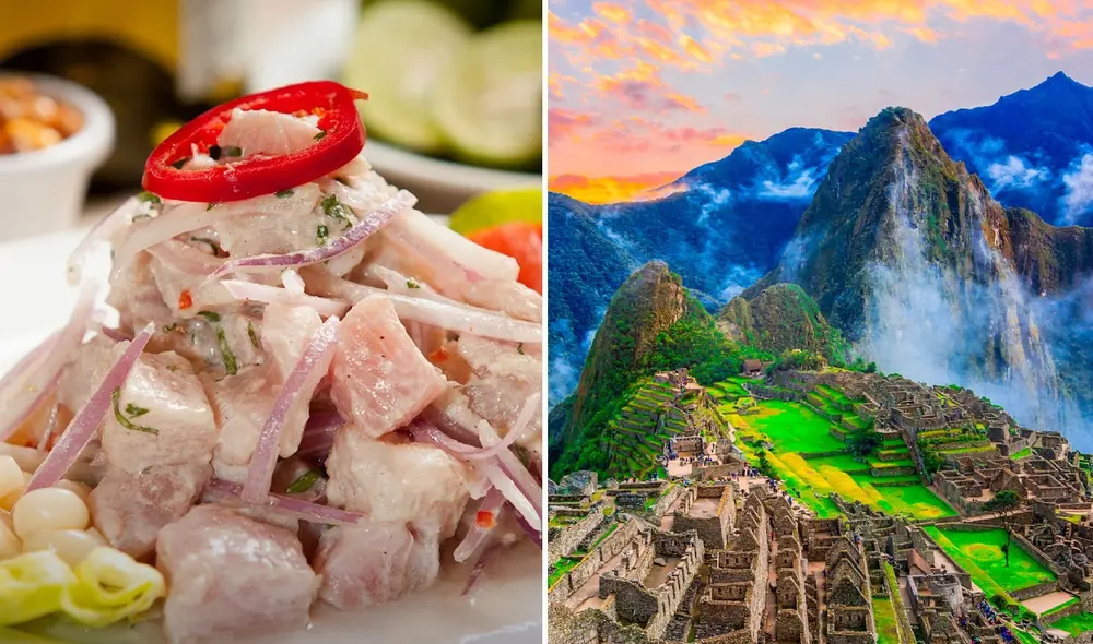 El ceviche y Machu Picchu son los máximos representantes de la gastronomía y el turismo peruano, respectivamente. Foto: composición LR/TheXperience/Perú Travel
