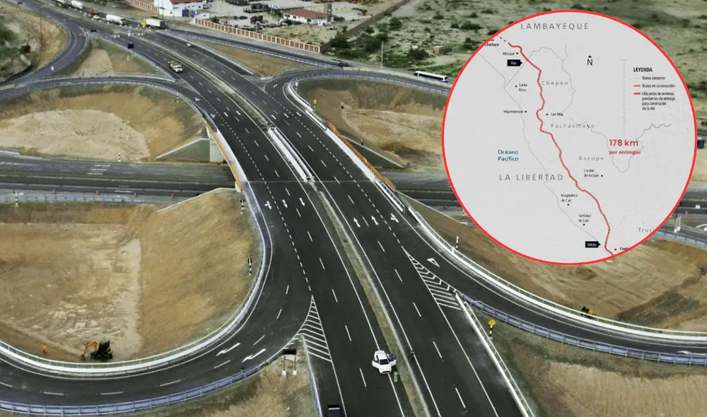 La Autopista del Sol es un ambicioso proyecto vial que unirá las regiones de La Libertad, Lambayeque y Piura. Foto: composición LR/CASA/Trujillo Informa