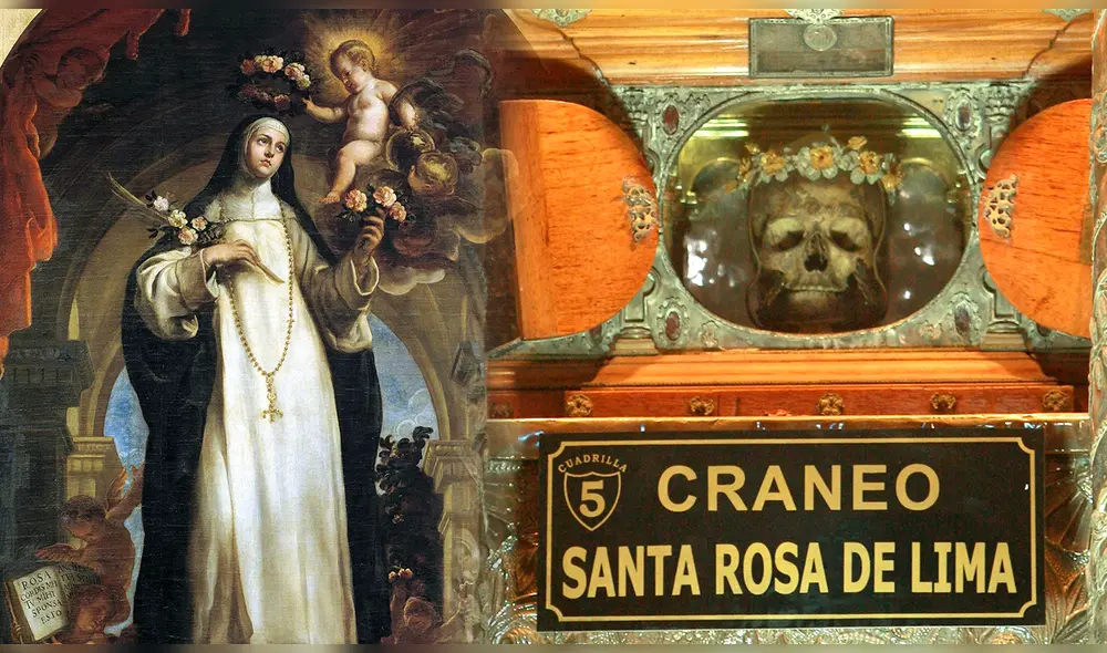 El cráneo de Santa Rosa de Lima está custodiado en un baúl pequeño de madera acuñado con plata. Foto: composición LR/Andina/difusión.