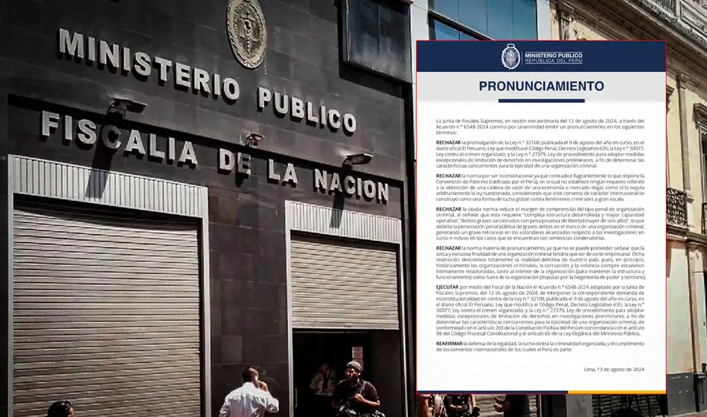 Ministerio Público se pronuncia sobre la ley que favorece el crimen organizado. Foto: composición LR