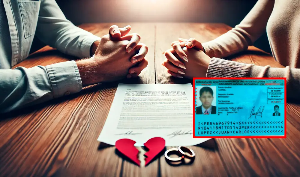 Si pasaste por un divorcio, es necesario que actualices tu estado civil en tu DNI. Foto: composición LR/IA/Andina Si pasaste por un divorcio, es necesario que actualices tu estado civil en tu DNI. Foto: composición LR/IA/Andina