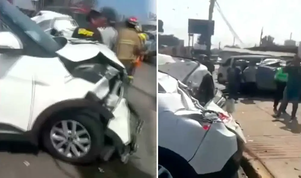 Policía restringe tránsito en la av. Melgarejo por múltiple choque en La Molina. Foto: composición LR/captura TV/Canal N