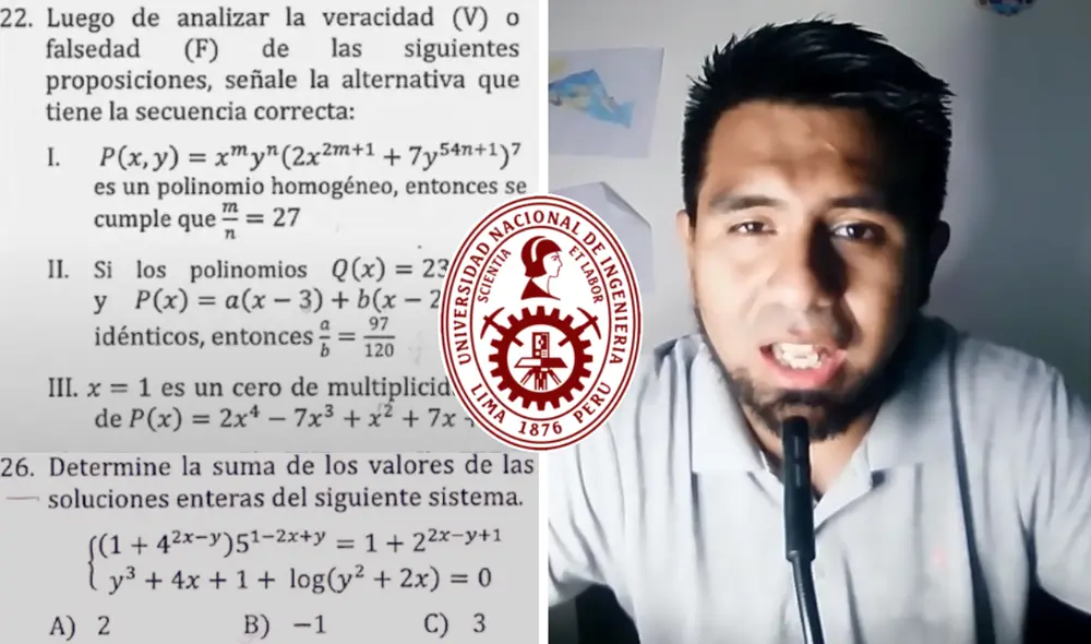 El último examen de admisión fue la edición 2025-I, llevado a cabo los días 12, 14 y 16 de agosto. Foto: composición LR/Ricardo Only Maths/YouTube