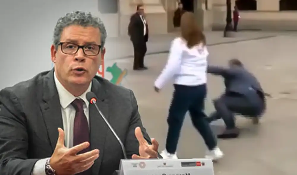 La jefa de Estado ayudó al ministro a poder ponerse de pie. Foto: composición LR/ captura de TV Perú