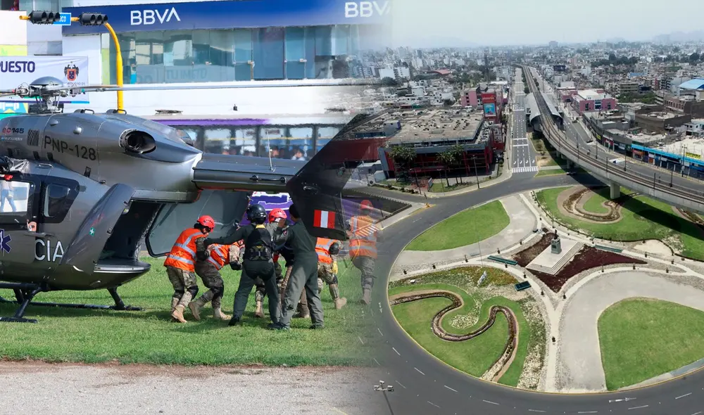 Se realizó prueba de aterrizaje durante Simulacro Multipeligro 2024. Foto: composición de Jazmin Ceras/La República/Municipalidad de Surco