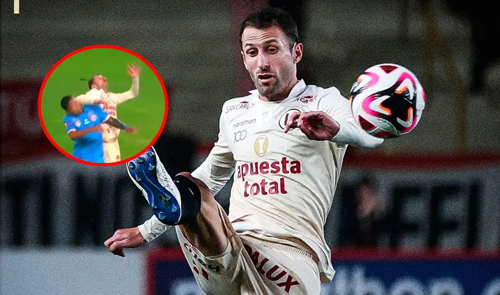 Horacio Calcaterra solo recibió la amarilla en la falta a Miguel Cornejo. Foto: Universitario/X