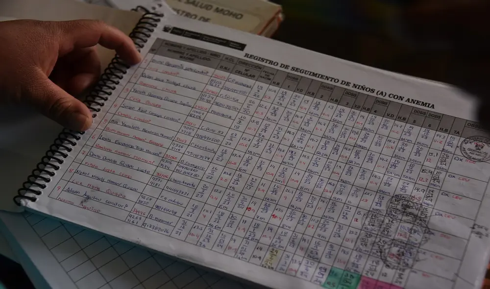 Fichas de control infantil de peso, talla y conteo de hemoglobina en centro de salud de Puno. Foto: Liubomir Fernández Fichas de control infantil de peso, talla y conteo de hemoglobina en centro de salud de Puno. Foto: Liubomir Fernández