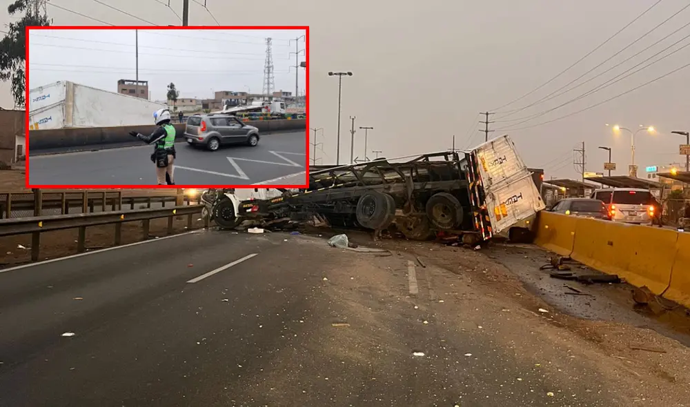 Accidente de tránsito bloquea la Panamericana Sur. Foto: composición LR/difusión