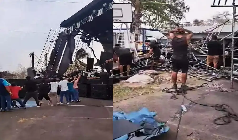 Senamhi adviritpo fuertes vientos en San Martín. Vecinos corrieron ante caída de estrado. Foto: Radio Sol Senamhi adviritpo fuertes vientos en San Martín. Vecinos corrieron ante caída de estrado. Foto: Radio Sol