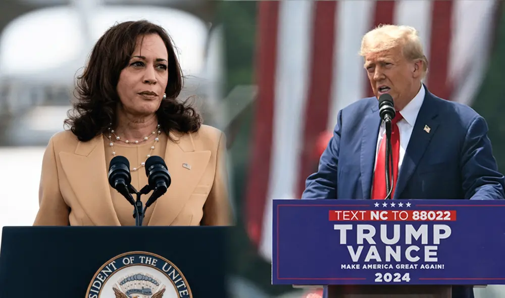 Donald Trump arremete contra Kamala Harris en su primer mitin al aire libre. Foto: composición LR | AFP