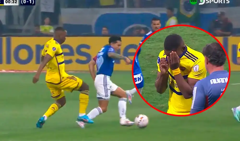 Luis Advíncula dejó a Boca Juniors con 10 hombres a los 30 segundos de iniciado el partido. Foto: captura/DSports