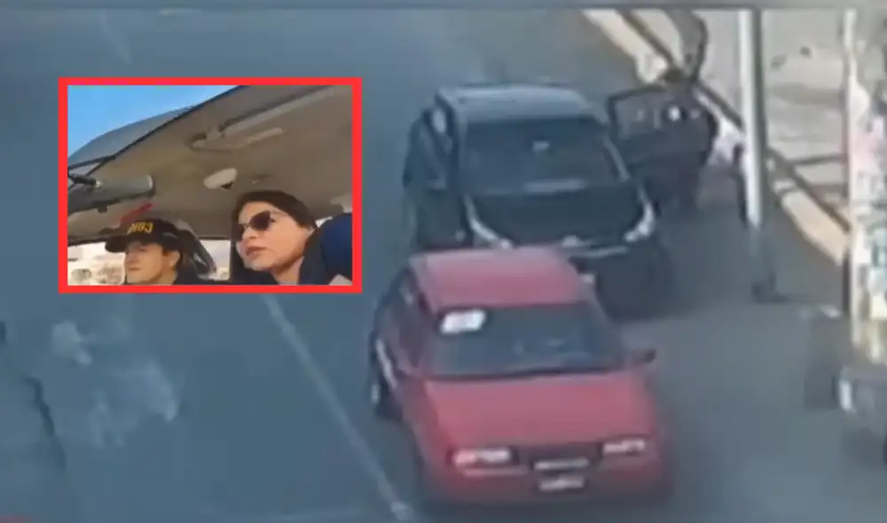 Efectivos de serenazgo auxiliaron a la pasajera a recuperar sus pertenencias. Foto: Captura TVPerú Efectivos de serenazgo auxiliaron a la pasajera a recuperar sus pertenencias. Foto: Captura TVPerú