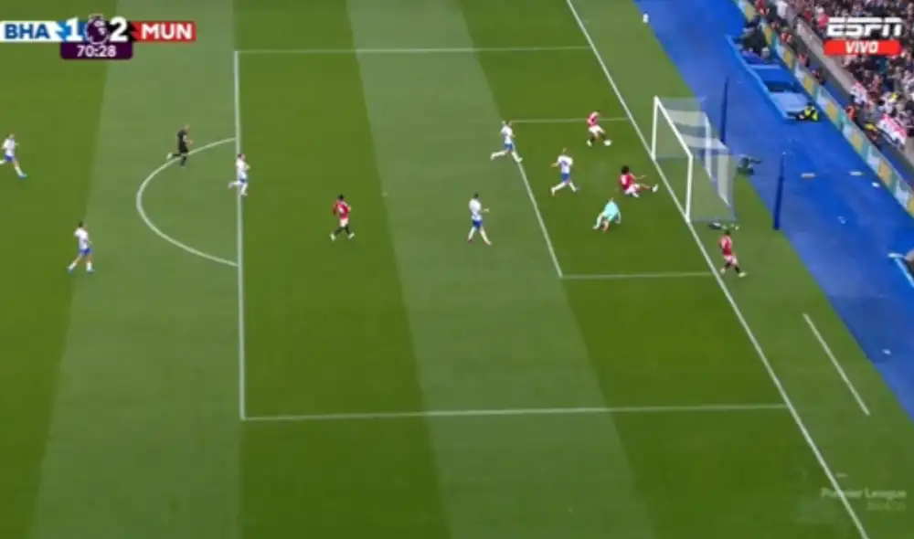 Manchester United cayó derrotado por 2-1 ante Brighton en la Premier League. Foto: captura de pantalla de ESPN