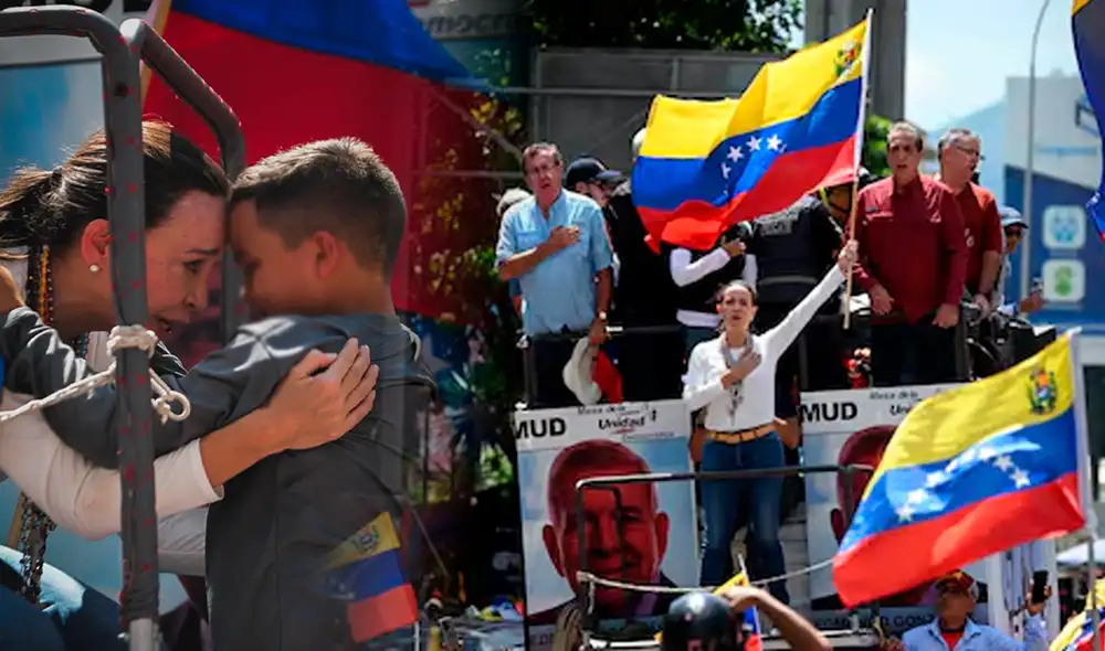 María Corina Machado rechaza sentencia del TSJ que reafirma a Maduro como presidente. Foto: composición LR/ConVzla. María Corina Machado rechaza sentencia del TSJ que reafirma a Maduro como presidente. Foto: composición LR/ConVzla.