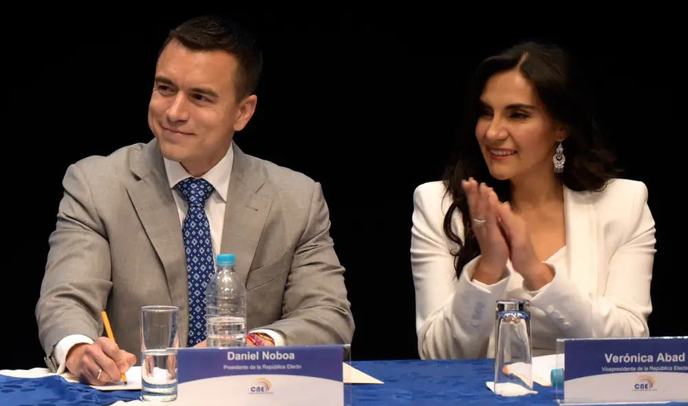 Noboa y Abad ganaron las elecciones en 2023 para continuar con la gestión interrumpida de Guillermo Lasso tras el adelanto de elecciones. Foto: AFP