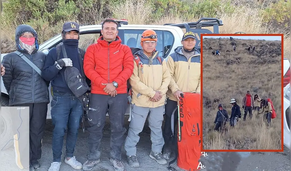 Arequipa. Pareja fue rescatada del volcán Misti después de varias horas. Foto: composición LR/PNP