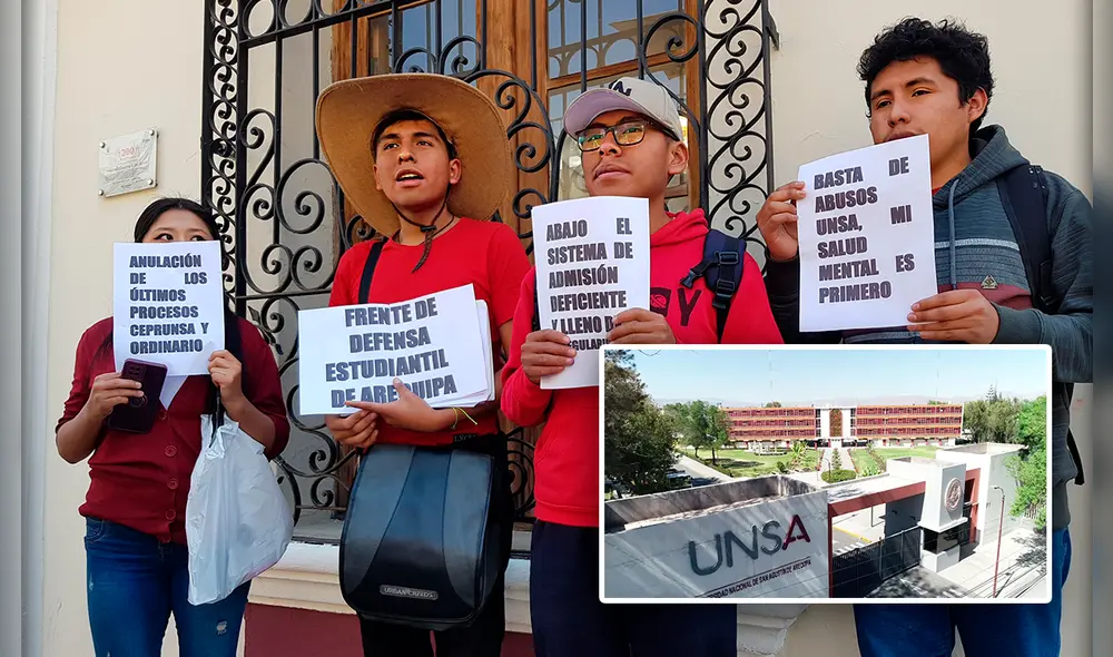 El Frente de Defensa Estudiantil de Arequipa, solicita la anulación del examen de admisión del UNSA. Foto: composición LR/Wilder Parri El Frente de Defensa Estudiantil de Arequipa, solicita la anulación del examen de admisión del UNSA. Foto: composición LR/Wilder Parri