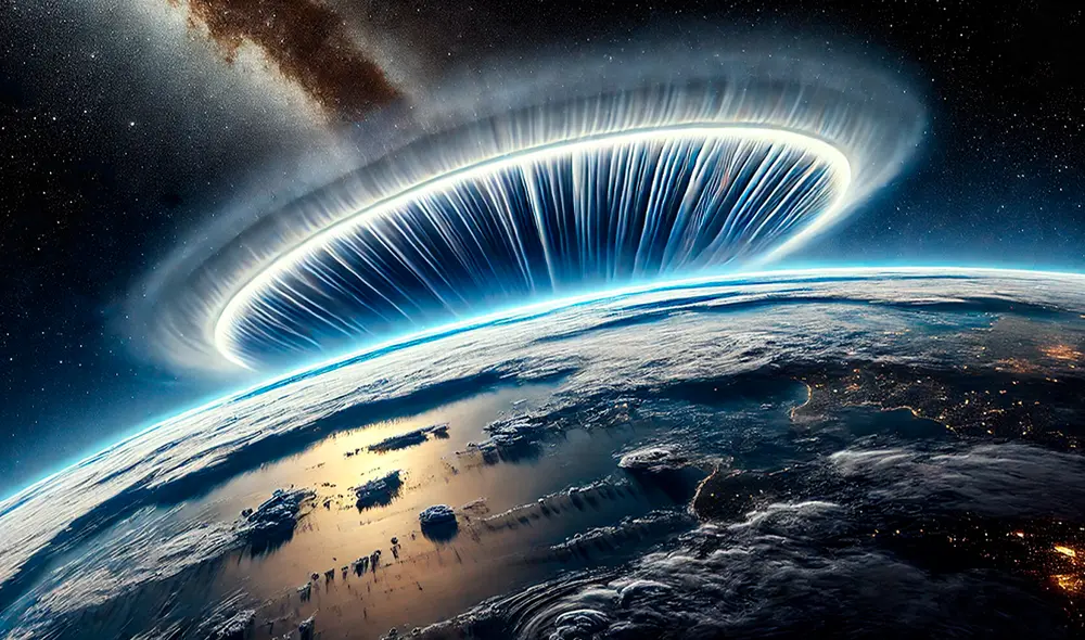 Los científicos descubrieron una gran perturbación en forma de V que se propagó hacia el norte. Foto: IA/La República.