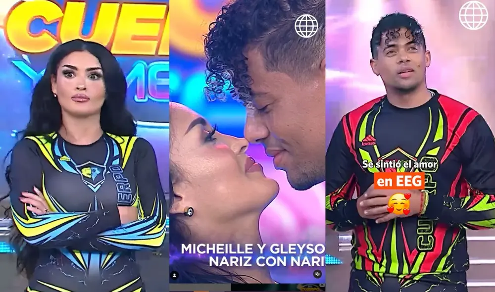 Gleysom Reñé le roba beso a Micheilel Soifer. Foto: composición LR/ Americatv