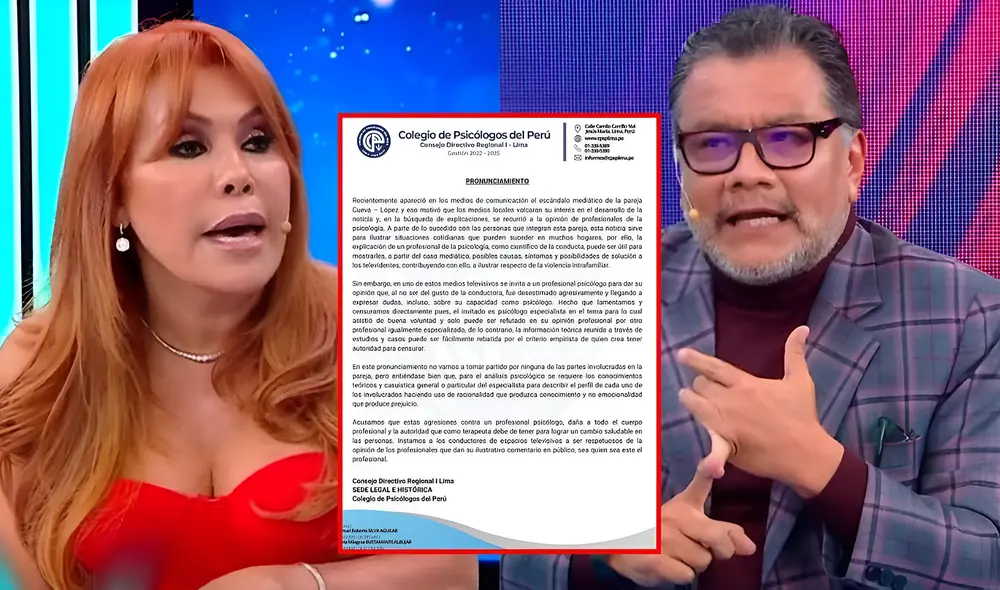Magaly arremete contra el Colegio de Psicólogos por apoyar la posición machista de ‘farandulero’ Angulo. Foto: composición LR/ captura / Magaly Tv la firme
