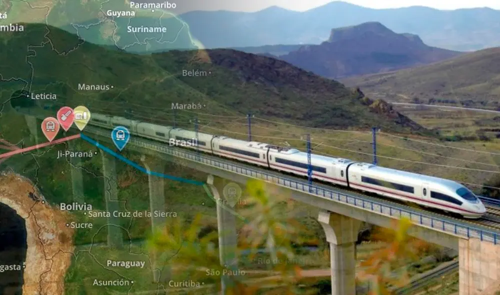 El tren bioceánico tendrá una longitud superior a los 3.700 kilómetros. Foto: composición LR/difusión