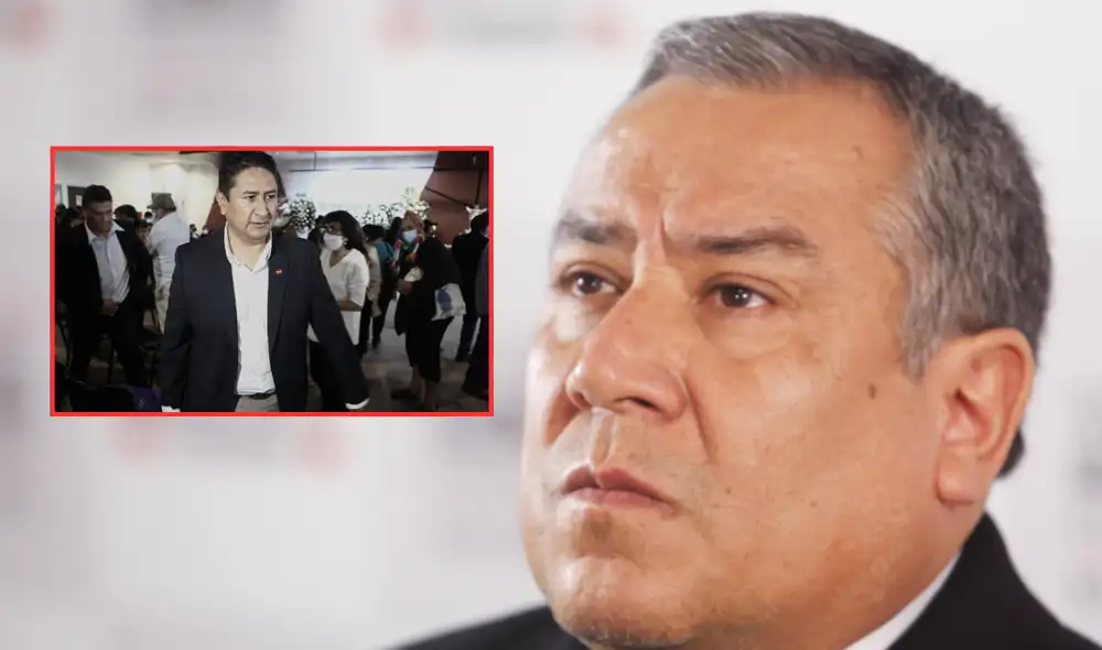 Adrianzén Olaya aseguró a los medios que Vladimir Cerrón será capturado pese a que se burla de las autoridades desde octubre de 2023. Foto: composición LR.