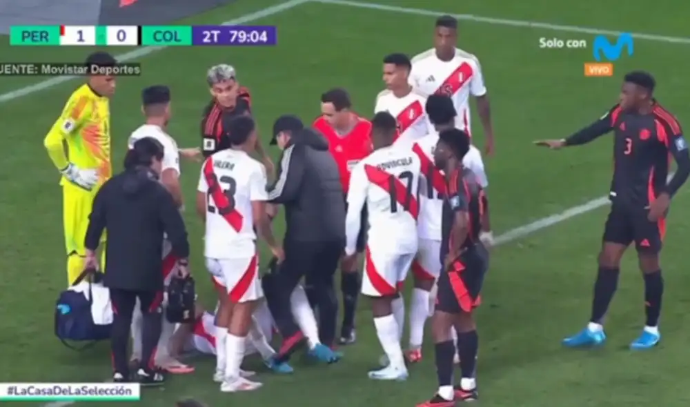 Perú iguala 1-1 con Colombia tras un gol de Luis Díaz, quien puso el empate. Foto: captura de pantalla de Movistar Deportes