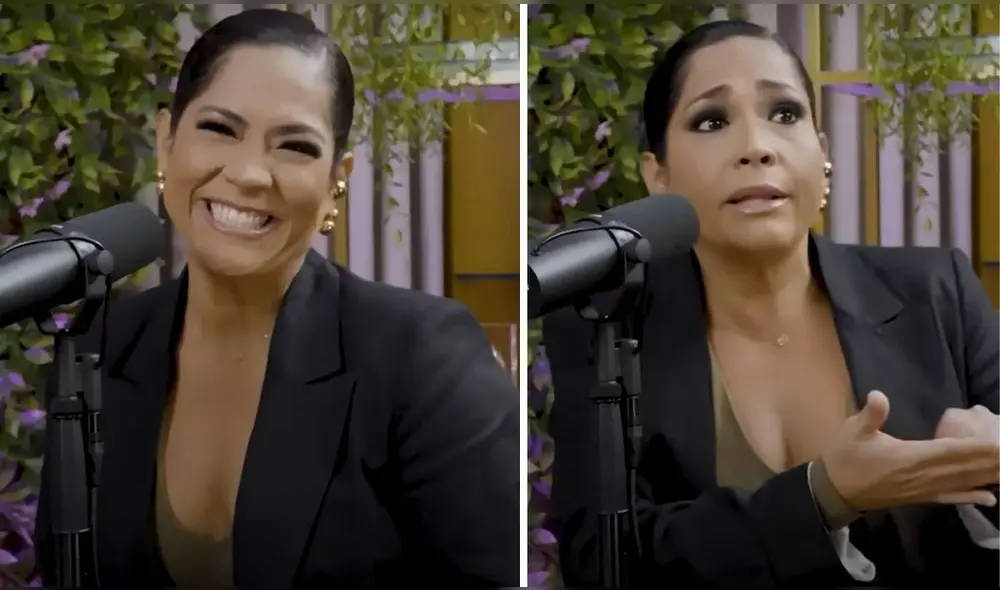 Katia Palma y su pareja. Foto: composición LR/ Magaly Medina/ podcast