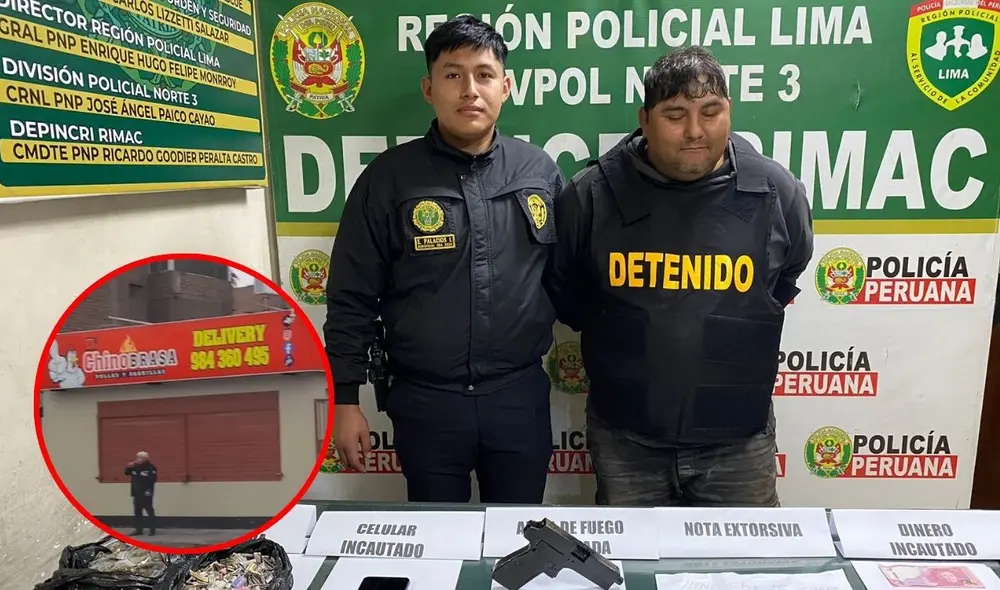 Uno de los detenidos tenía una nota extorsiva dirigida a la cadena de pollerías 'El Chino Brasa'. Foto: Marcia Chahua/LR/Latina