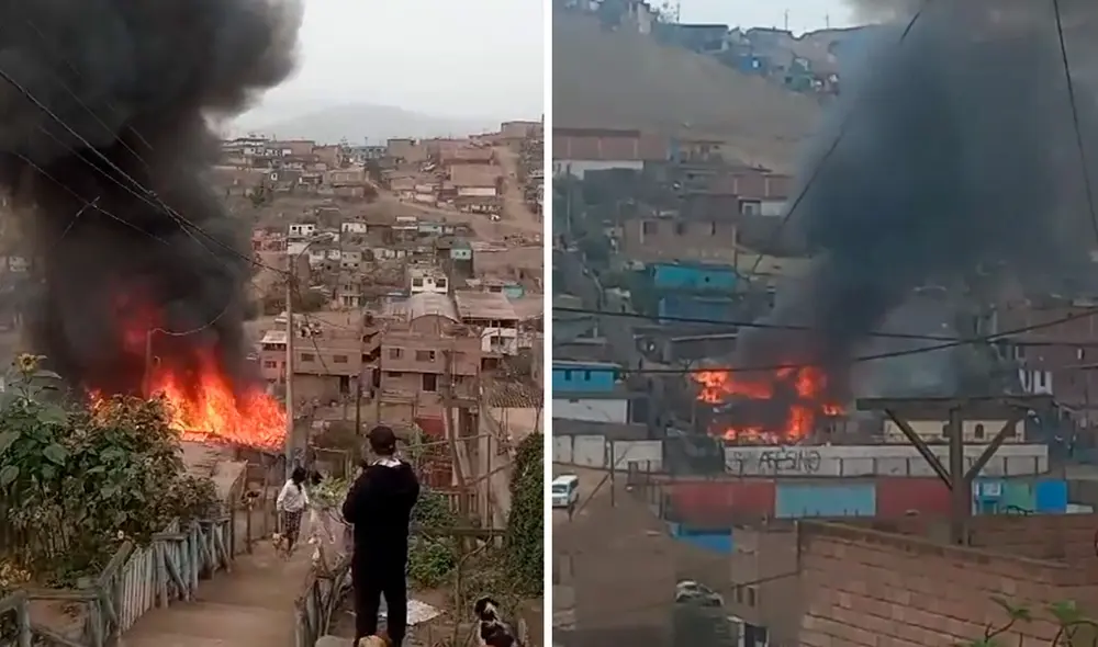 Algunos vecinos de viviendas cercanas se vieron obligados a sacar sus pertenencias a la vía pública. Foto: composición LR/difusión