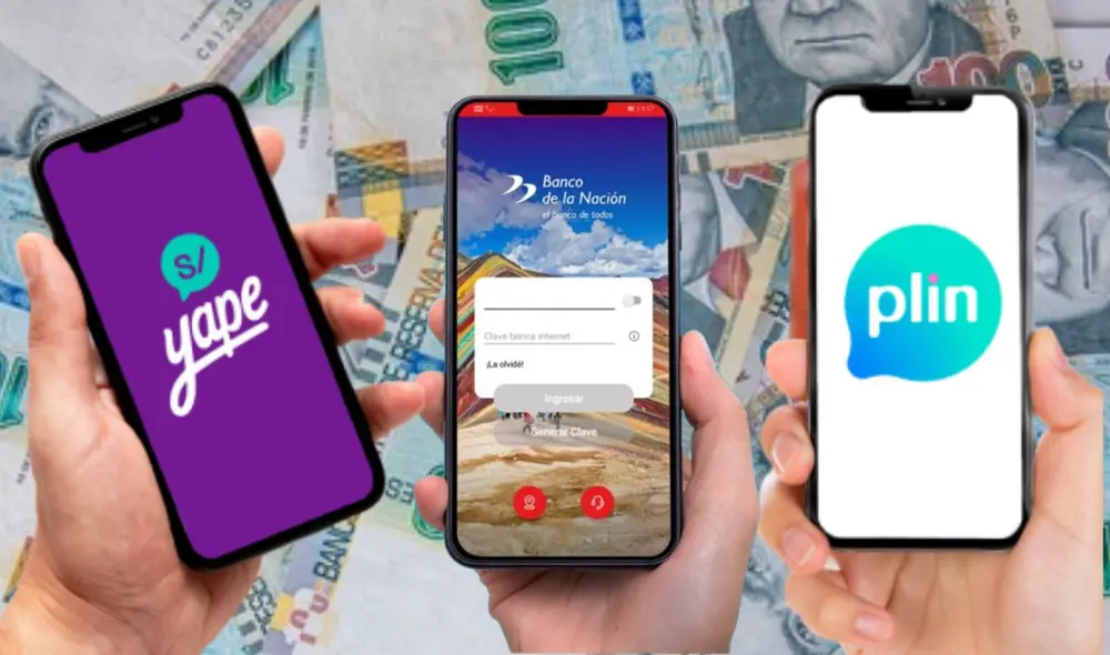 El Banco de la Nación permite la interoperatividad de su aplicación con Yape y Plin. Foto: Yape/Plin/BN/LR