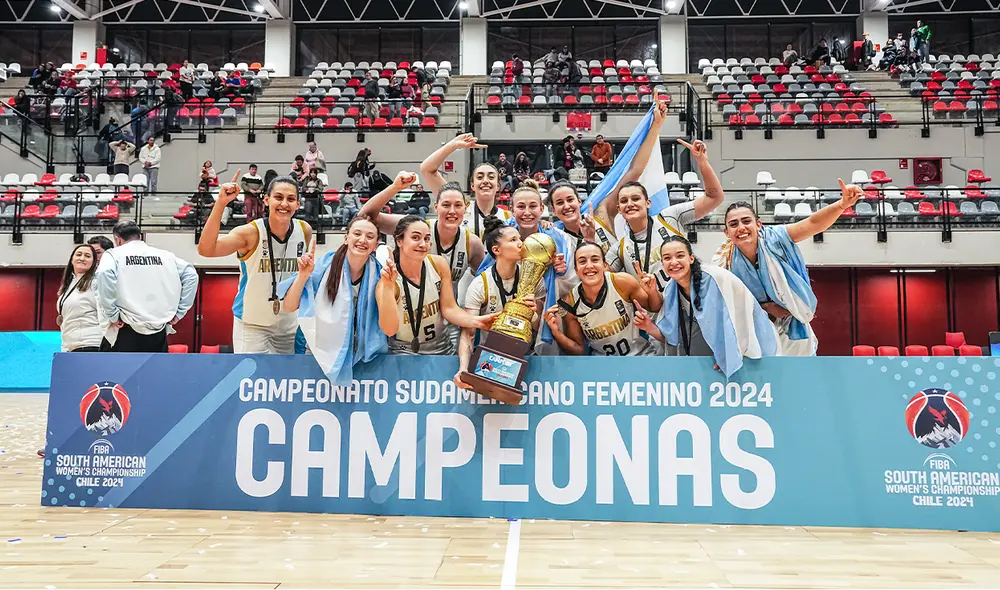 Argentina venció a Brasil y se quedó con el título del Sudamericano de Básquet Femenino 2024 sin conceder derrotas. Foto: Argentina Básquet
