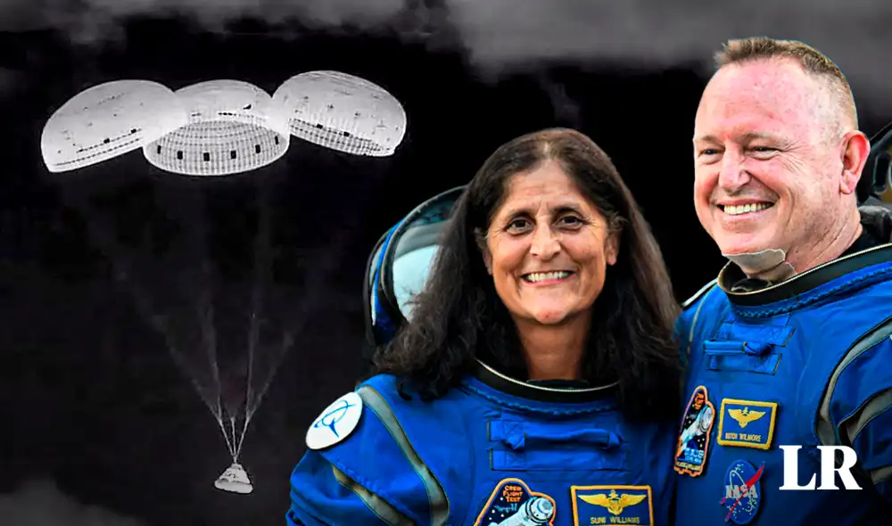 La nave Starliner estaba acoplada a la Estación Espacial Internacional, donde aún siguen los astronautas. Foto: composición LR/AFP