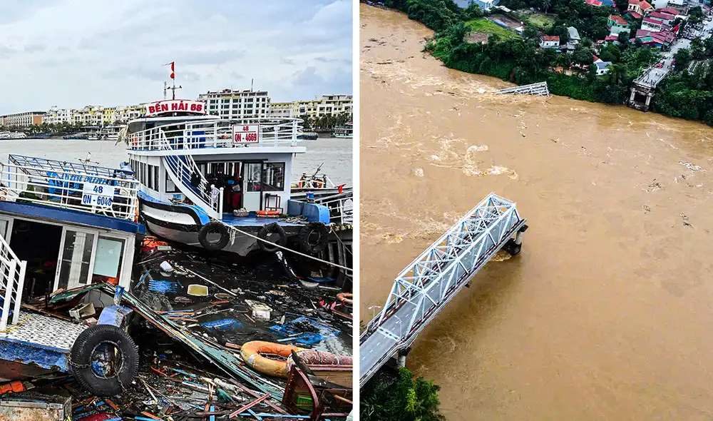 El primer ministro vietnamita anunció un fondo de 4,62 millones de dólares para ayudar a la recuperación tras el tifón Yagi. Foto: Composición LR/AFP.