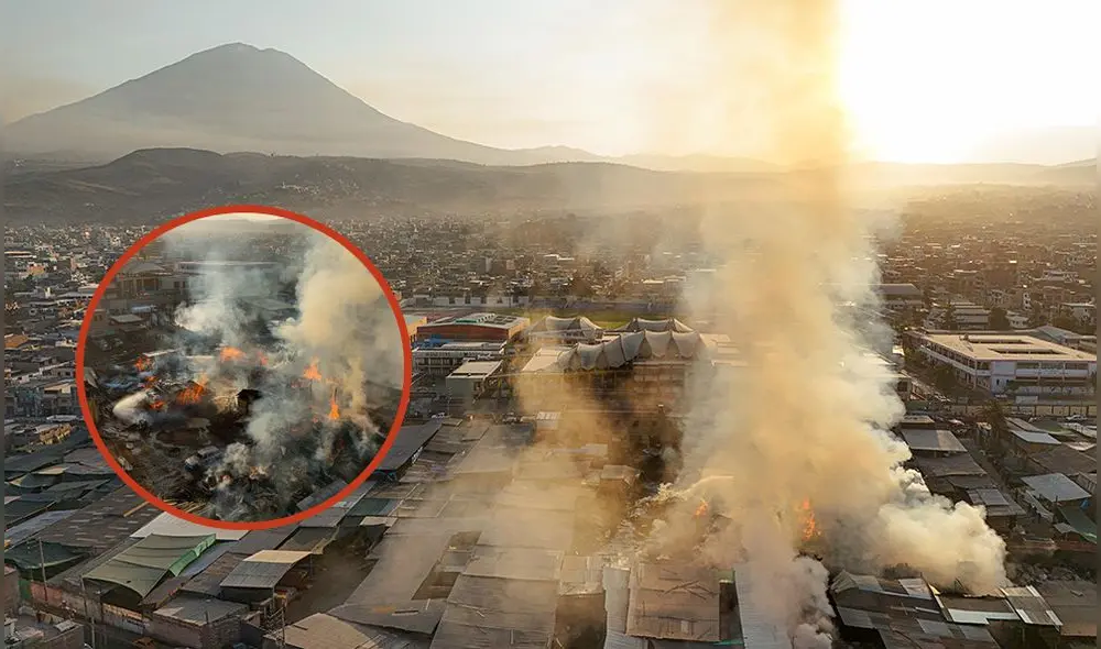 Arequipa. Incendio de grandes dimensiones afecta el desarrollo de las labores escolares. Foto: composición LR/Rodrigo Talavera