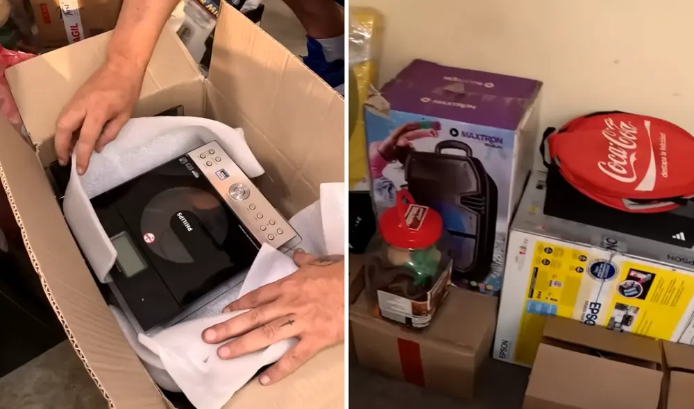 El joven peruano encontró en el almacén de remate diversos artículos de valor como parlantes, dos celulares y hasta una bicicleta de colección. Foto: composición LR/captura YouTube/Dilo nomas