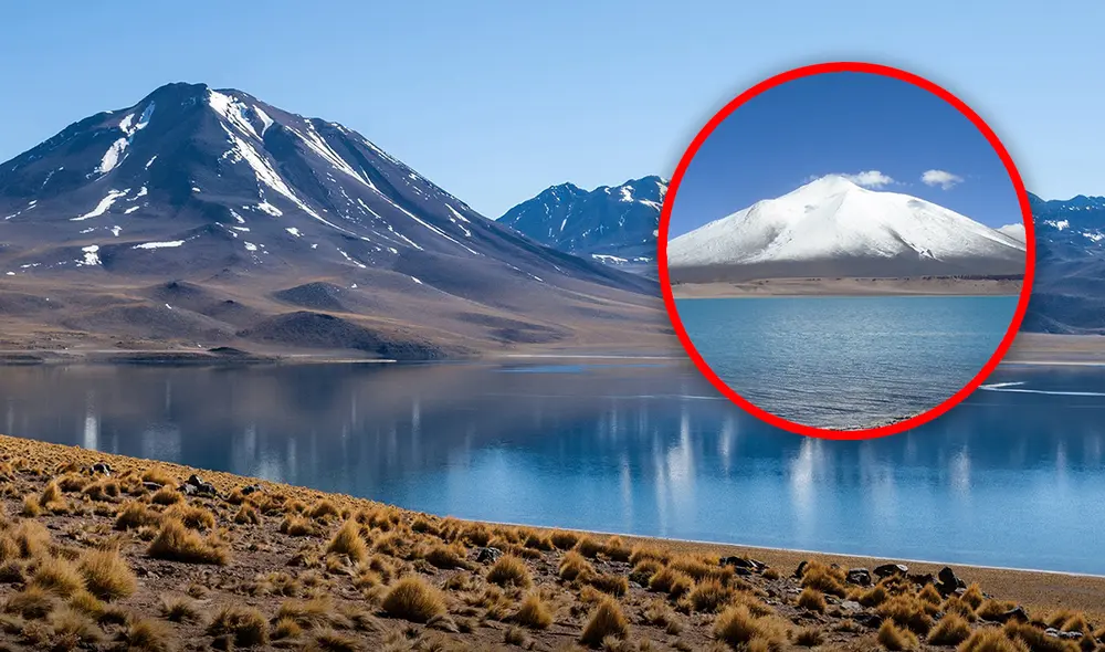 El volcán Ojos del Salado, que divide Argentina y Chile, alberga el lago más alto del mundo, a 6.390 metros sobre el nivel del mar. Foto: composición LR/difusión El volcán Ojos del Salado, que divide Argentina y Chile, alberga el lago más alto del mundo, a 6.390 metros sobre el nivel del mar. Foto: composición LR/difusión