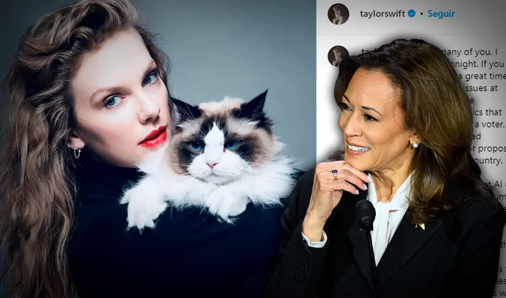 Taylor Swift sorprendió al revelar su intención de voto por Kamala Harris en las elecciones de Estados Unidos. Foto: Composición LR/AFP/Instagram