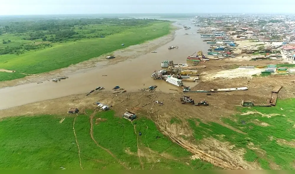 Afectación. Río Amazonas disminuye de 3 a 5 cm al día. Quedan unos 75 cm para llegar a la sequía más grande de su historia. Foto: Senamhi