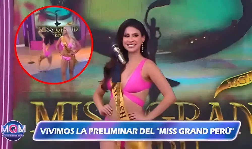 Candidata al Miss Grand Perú sufre aparatosa caída en vivo. Foto: composición LR / captura 'Mande quien mande' Candidata al Miss Grand Perú sufre aparatosa caída en vivo. Foto: composición LR / captura 'Mande quien mande'