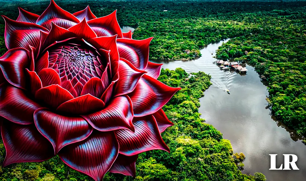 Esta flor habita en la selva profunda y emite un olor petulante. Foto: composición LR/IA