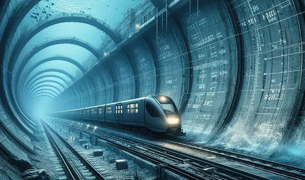 El túnel bajo el Canal de Panamá será ensamblada en su totalidad para el 2027. Foto: DALL E