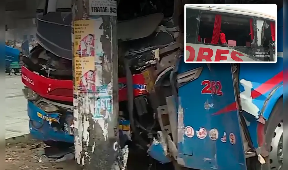 Choque de buses interprovinciales solo dejó un herido. Foto: composición LR/captura.