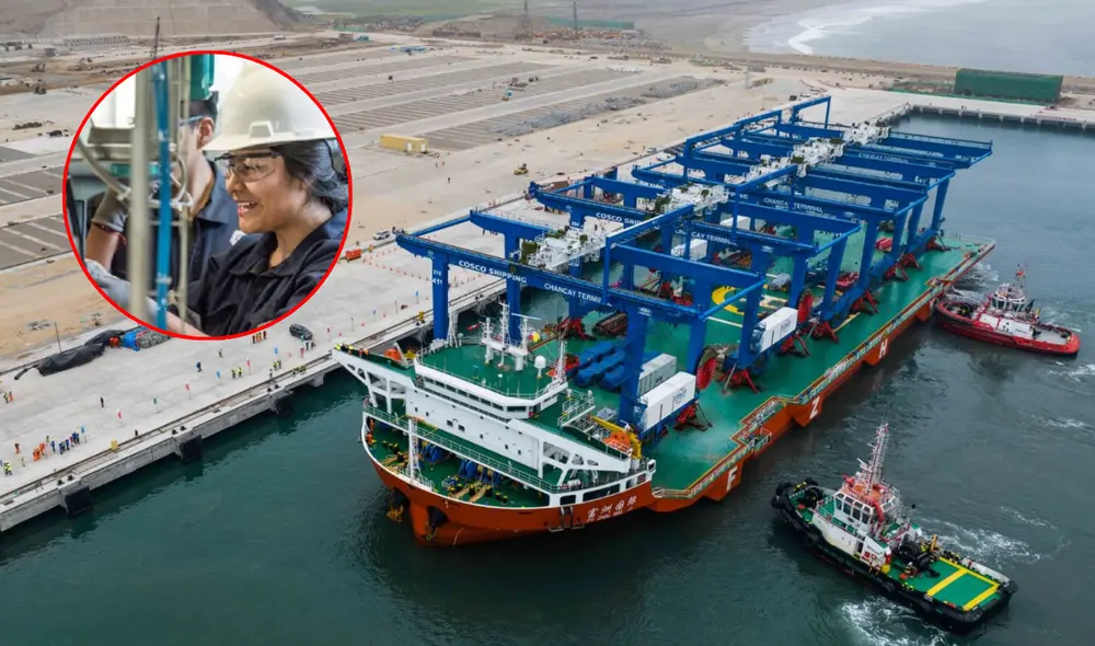 Megapuerto de Chancay y mujer que estudió una carrera técnica. Foto: composición LR/Andina Megapuerto de Chancay y mujer que estudió una carrera técnica. Foto: composición LR/Andina